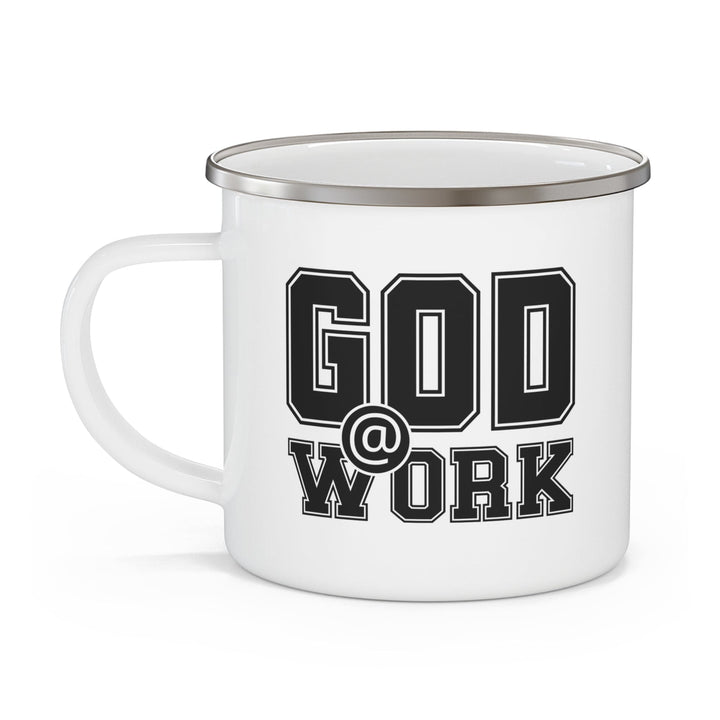 Enamel Camping Mug God @ Work Print - Decorative | Enamel Mugs