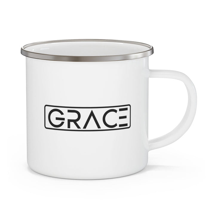 Enamel Camping Mug Grace Christian Black Illustration - Decorative | Enamel Mugs