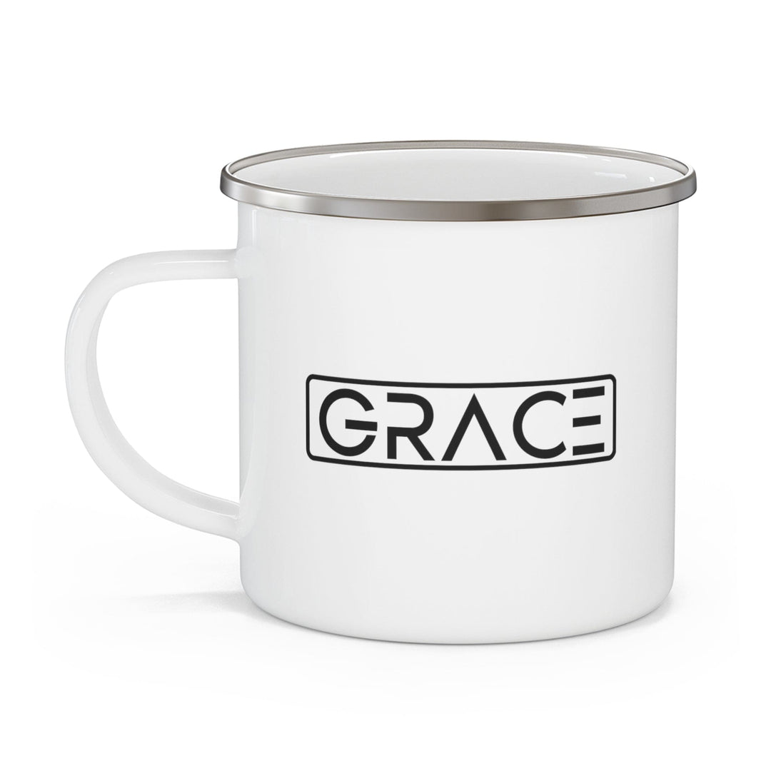 Enamel Camping Mug Grace Christian Black Illustration - Decorative | Enamel Mugs