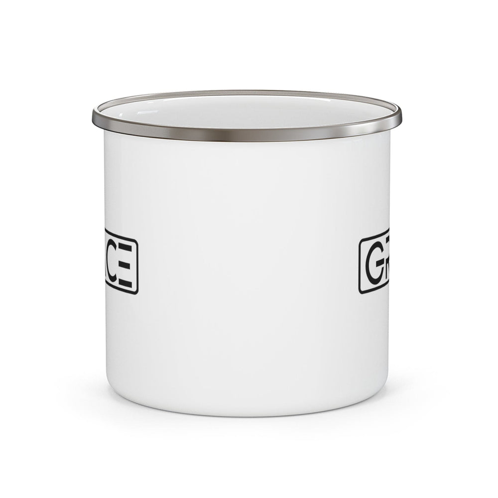 Enamel Camping Mug Grace Christian Black Illustration - Decorative | Enamel Mugs