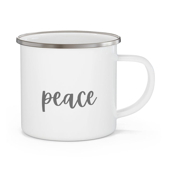 Enamel Camping Mug Hello Peace White and Gray - Decorative | Enamel Mugs