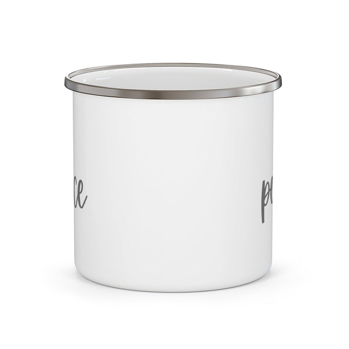 Enamel Camping Mug Hello Peace White and Gray - Decorative | Enamel Mugs