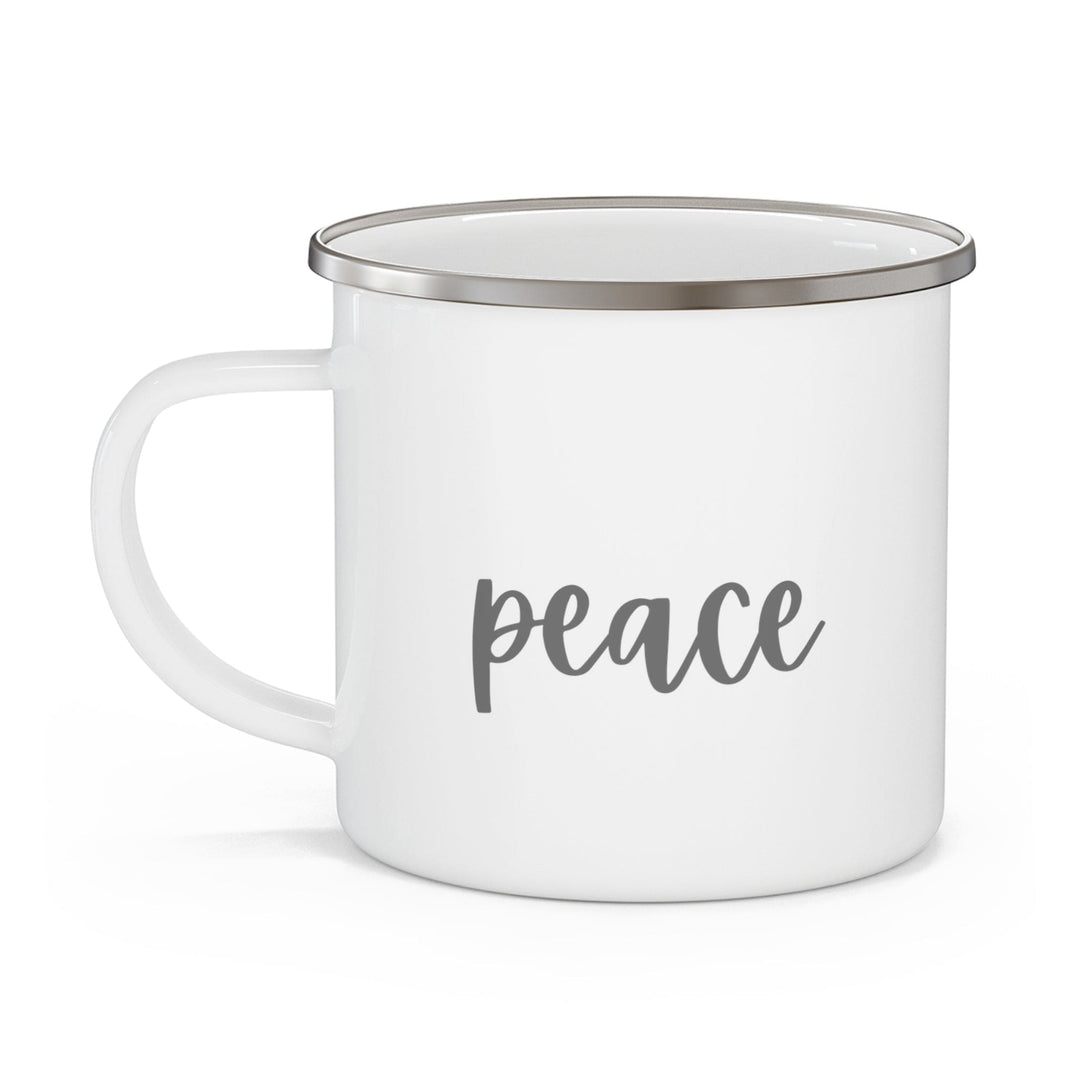 Enamel Camping Mug Hello Peace White and Gray - Decorative | Enamel Mugs