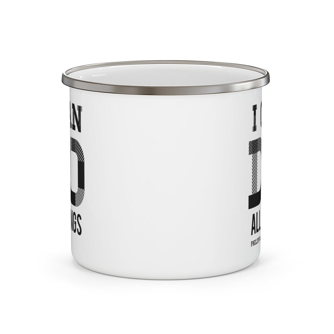 Enamel Camping Mug i can do All Things Philippians 4:13 Black Illustration