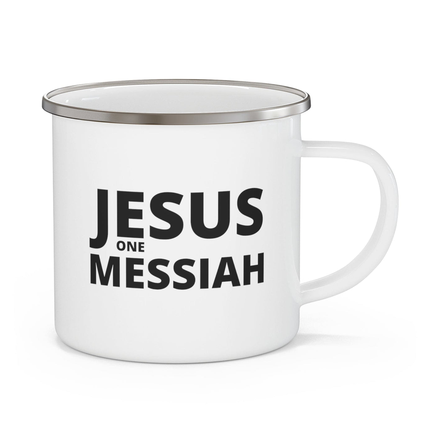 Enamel Camping Mug Jesus One Messiah Black Illustration - Decorative | Mugs