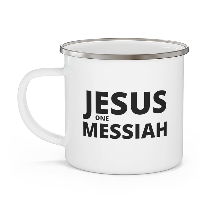 Enamel Camping Mug Jesus one Messiah Black Illustration - Decorative | Enamel