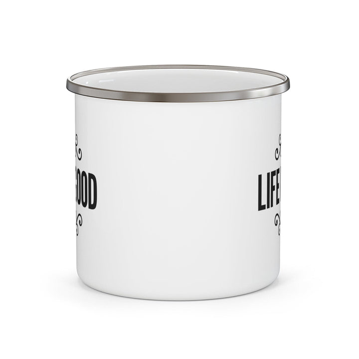 Enamel Camping Mug Life is Good Black Graphic Illustration - Decorative