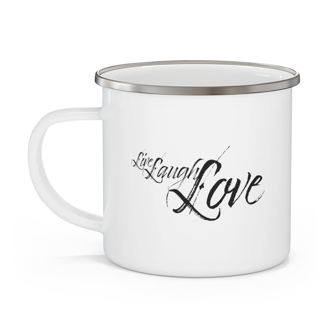 Enamel Camping Mug Live Laugh Love Black Illustration - Decorative | Enamel Mugs