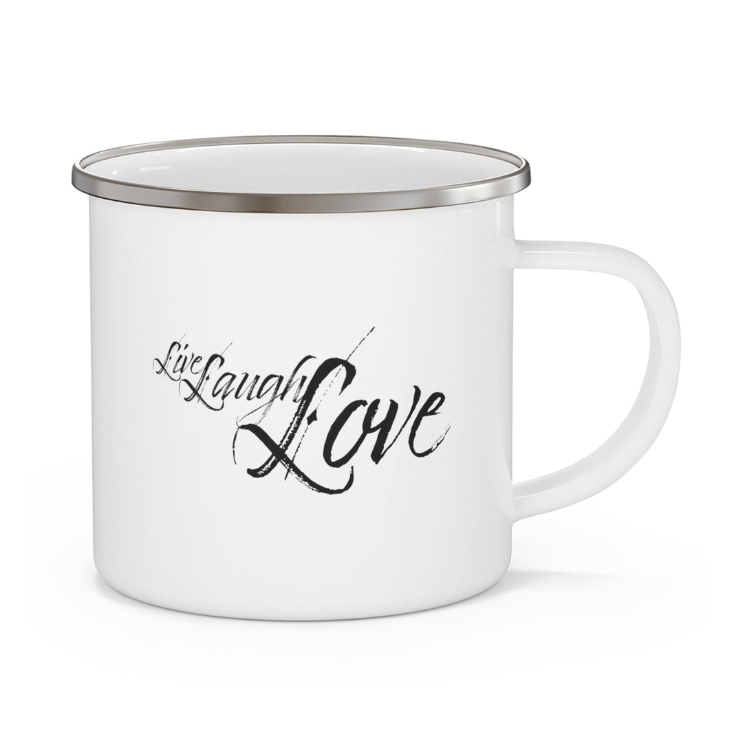 Enamel Camping Mug Live Laugh Love Black Illustration - Decorative | Enamel Mugs