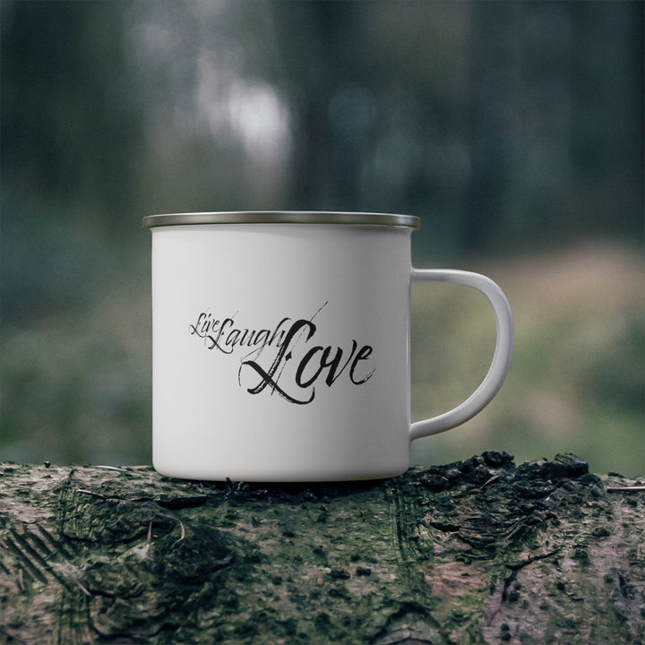 Enamel Camping Mug Live Laugh Love Black Illustration - Decorative | Enamel Mugs