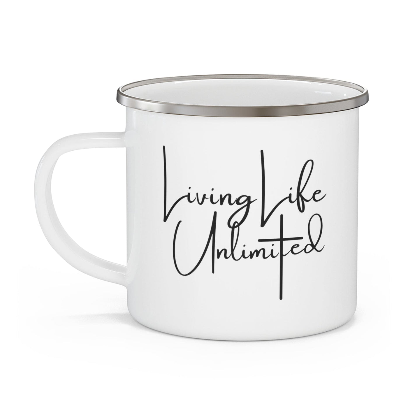 Enamel Camping Mug Living Life Unlimited - Inspirational Motivation Black