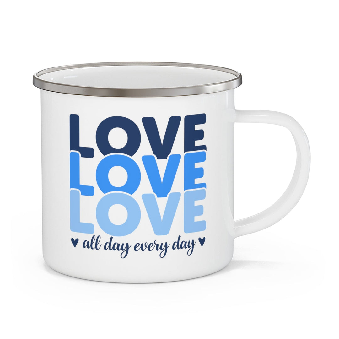 Enamel Camping Mug Love All Day Every Day Blue Print - Decorative | Enamel Mugs