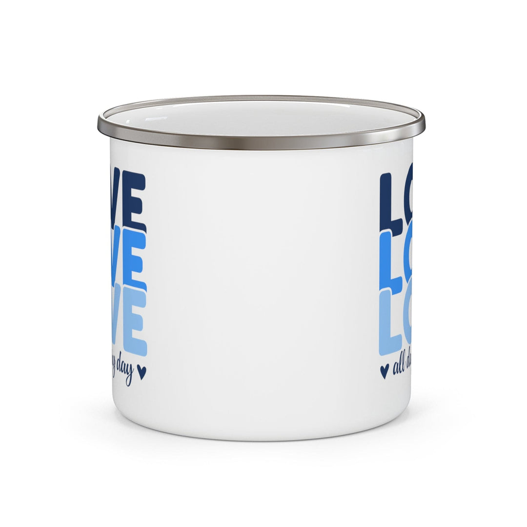 Enamel Camping Mug Love All Day Every Day Blue Print - Decorative | Enamel Mugs