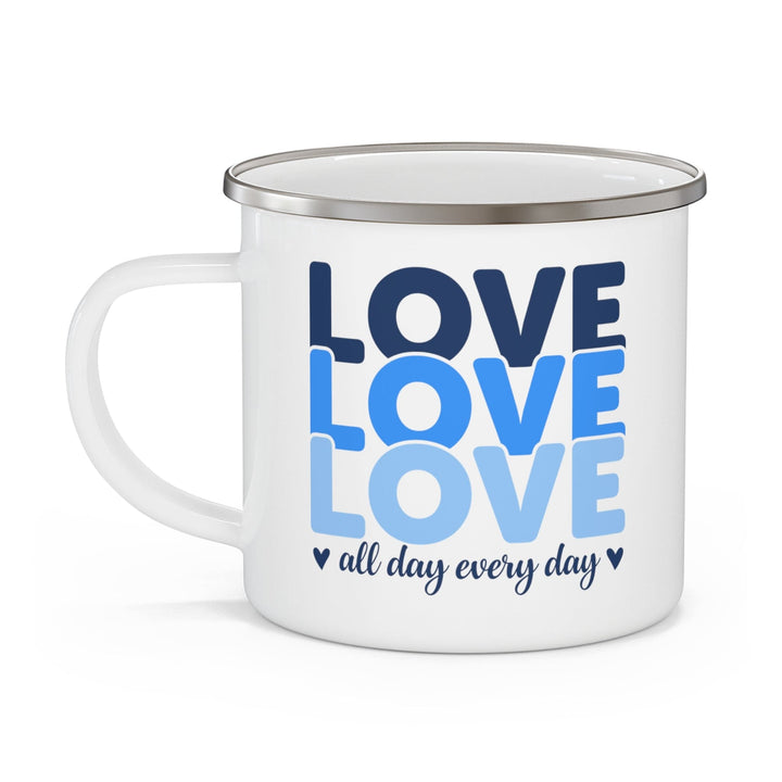 Enamel Camping Mug Love All Day Every Day Blue Print - Decorative | Enamel Mugs