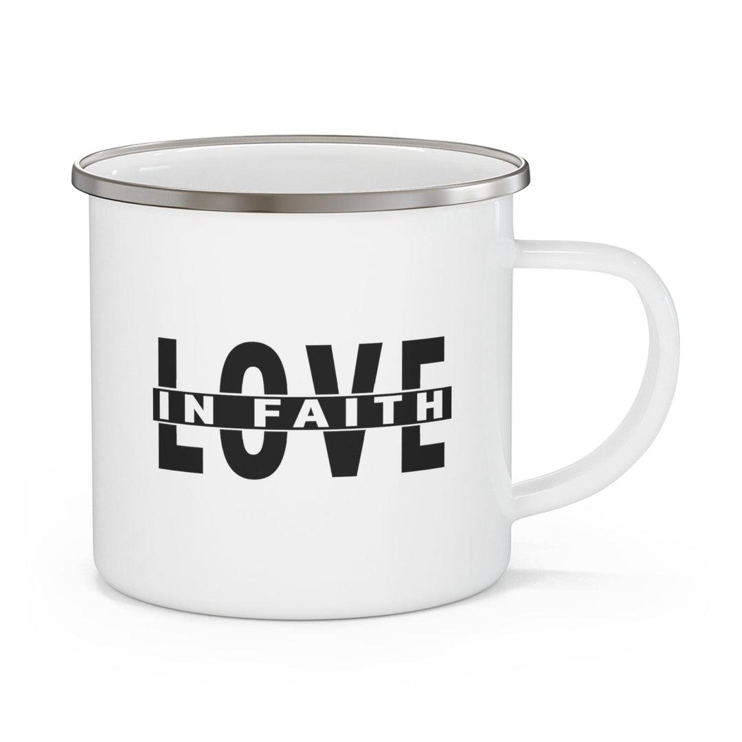 Enamel Camping Mug Love in Faith Black Illustration - Decorative | Enamel Mugs