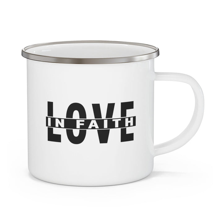 Enamel Camping Mug Love in Faith Black Illustration - Decorative | Enamel Mugs