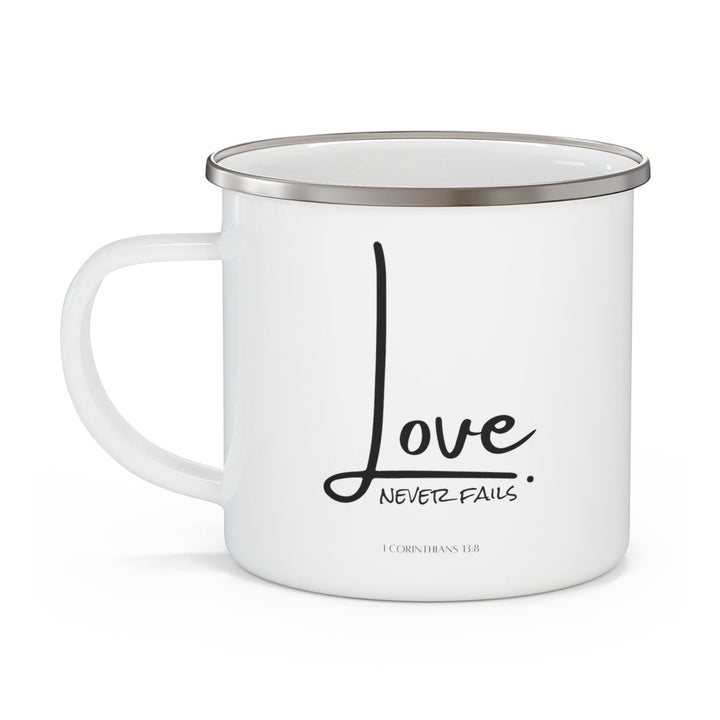 Enamel Camping Mug Love Never Fails - Decorative | Enamel Mugs