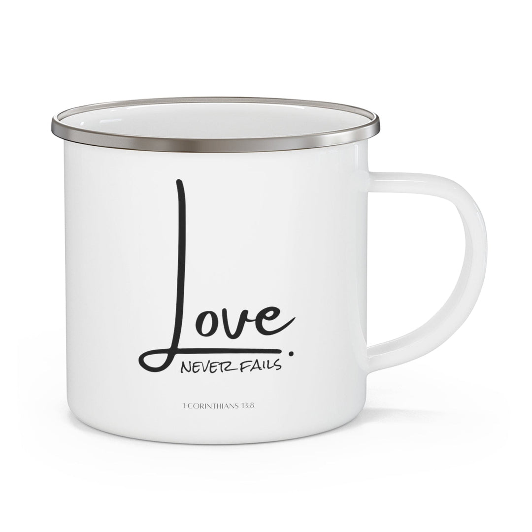 Enamel Camping Mug Love Never Fails - Decorative | Enamel Mugs