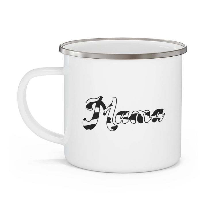 Enamel Camping Mug Mama Black and White Pattern - Decorative | Enamel Mugs