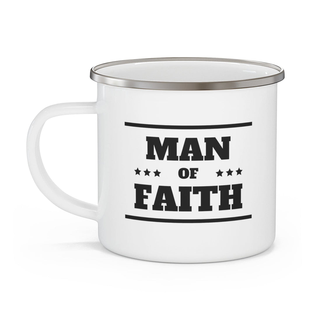 Enamel Camping Mug - Man of Faith Black Illustration - Decorative/Enamel