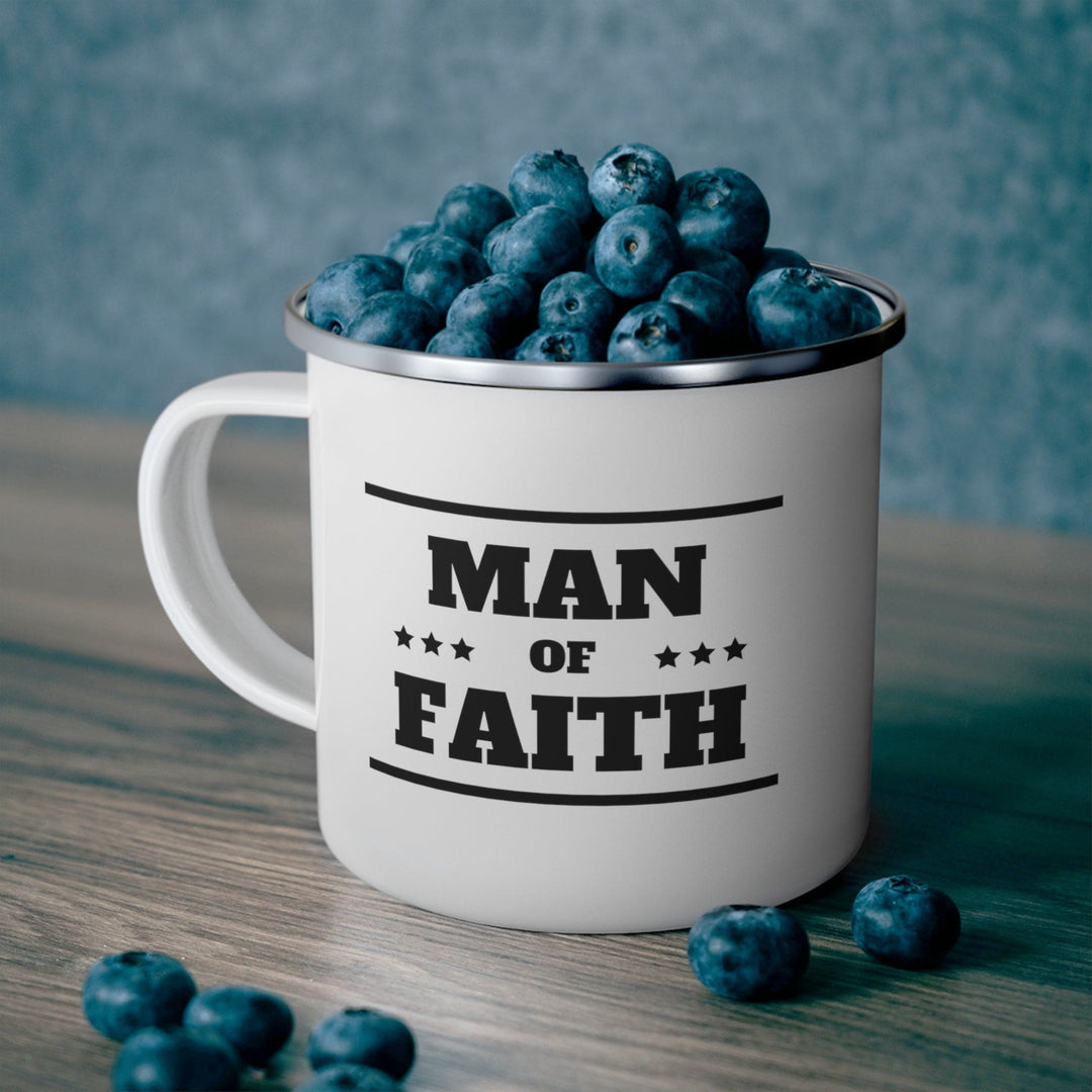 Enamel Camping Mug - Man of Faith Black Illustration - Decorative/Enamel