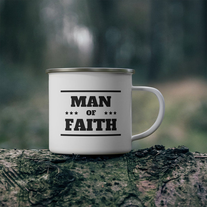 Enamel Camping Mug - Man of Faith Black Illustration - Decorative/Enamel