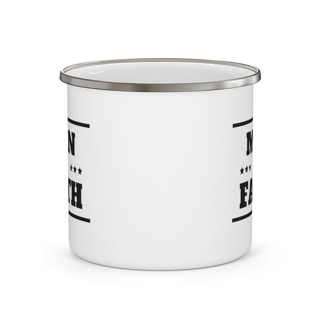 Enamel Camping Mug - Man of Faith Black Illustration - Decorative/Enamel