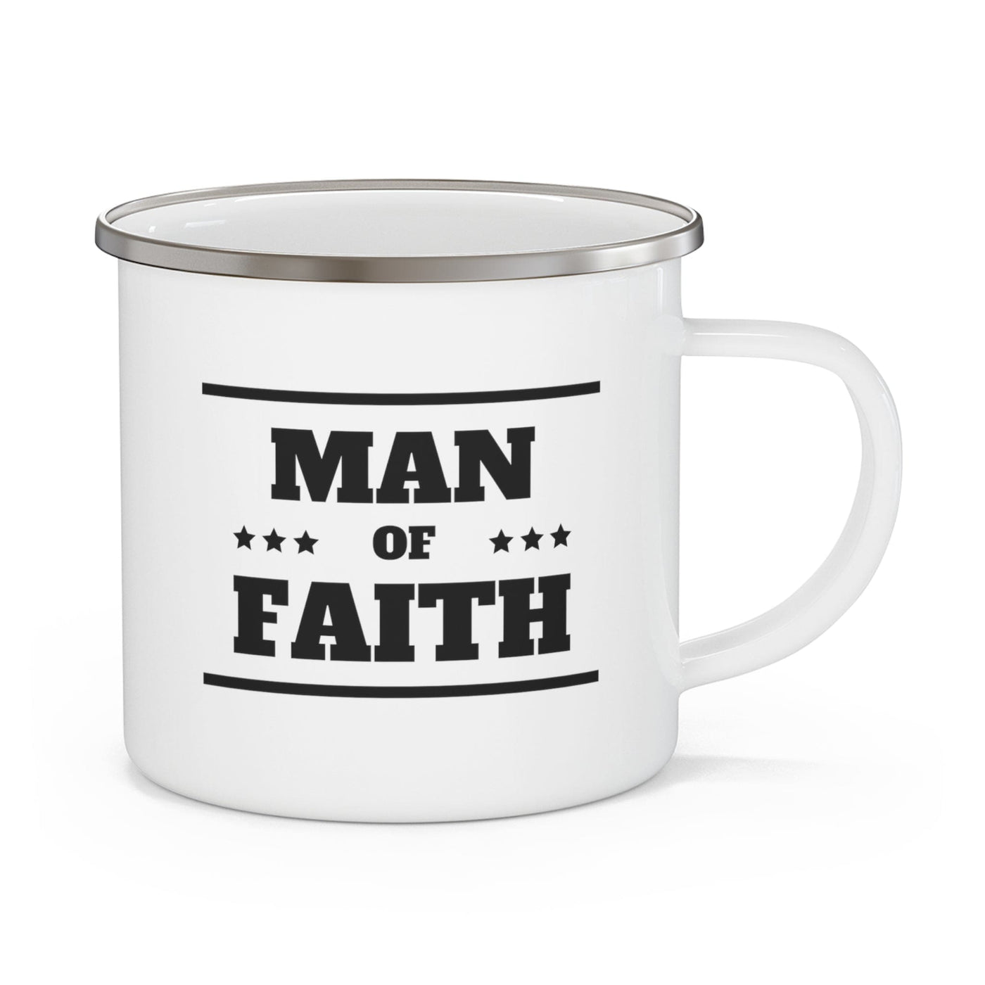 Enamel Camping Mug Man Of Faith Black Illustration - Decorative | Mugs