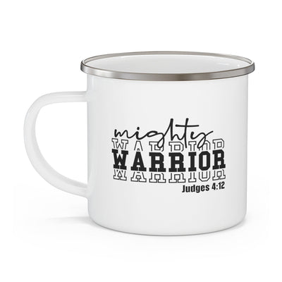 Enamel Camping Mug Mighty Warrior Black Illustration - Decorative | Mugs