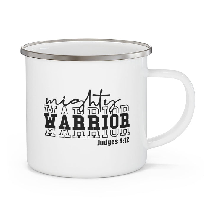 Enamel Camping Mug Mighty Warrior Black Illustration - Decorative | Enamel Mugs