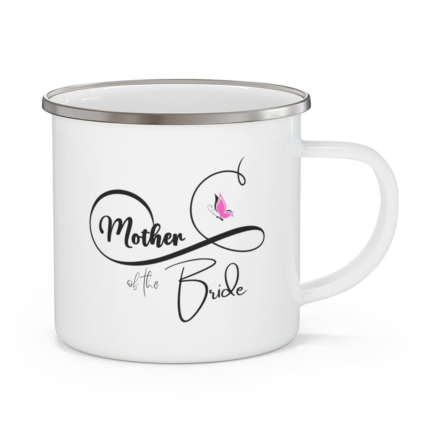 Enamel Camping Mug Mother Of The Bride - Wedding Bridal Pink Butterfly