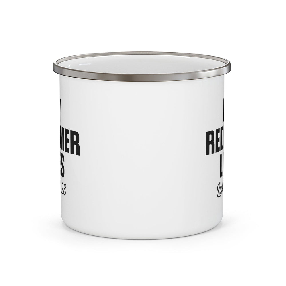 Enamel Camping Mug my Redeemer Lives Print - Decorative | Enamel Mugs