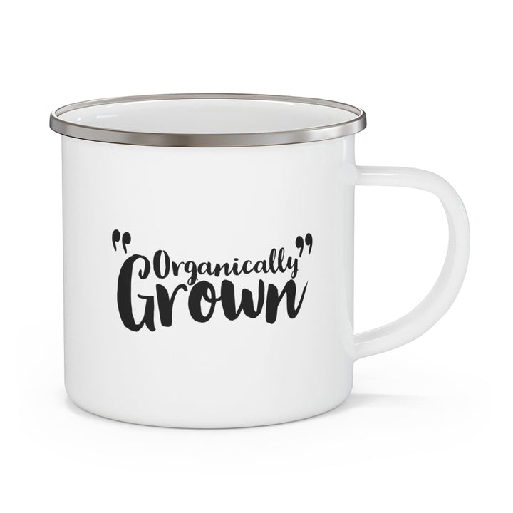 Enamel Camping Mug Organically Grown - Affirmation Inspiration - Black