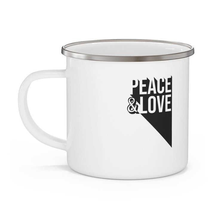 Enamel Camping Mug Peace and Love Duo Illustration - Decorative | Enamel Mugs