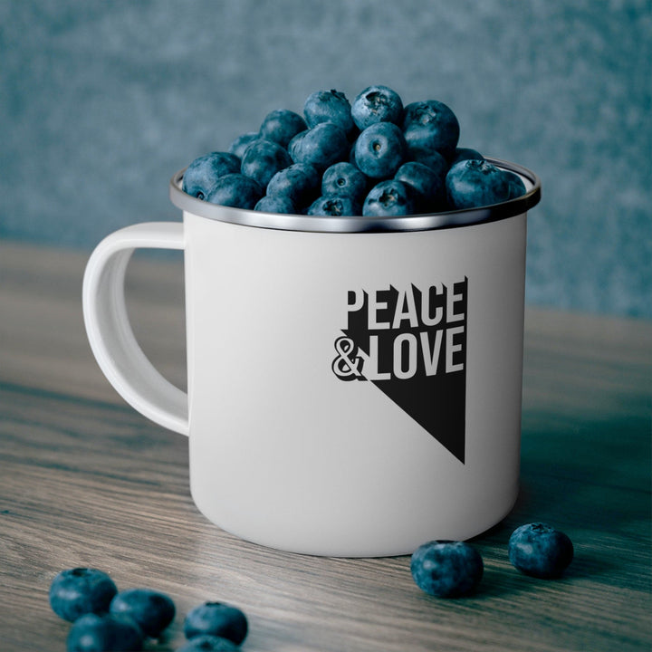 Enamel Camping Mug Peace and Love Duo Illustration - Decorative | Enamel Mugs