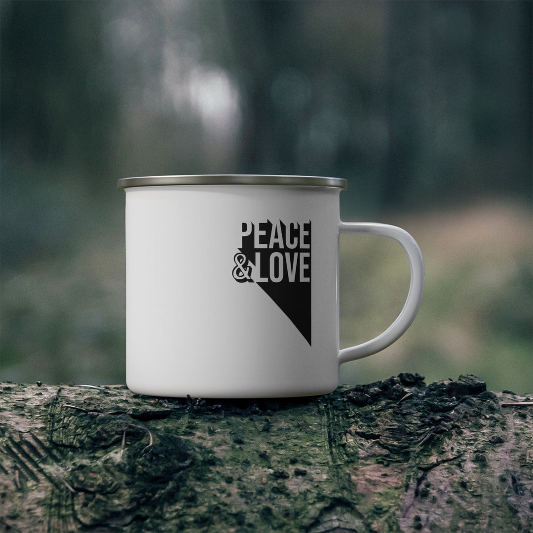 Enamel Camping Mug Peace and Love Duo Illustration - Decorative | Enamel Mugs