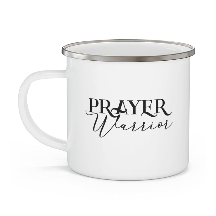 Enamel Camping Mug Prayer Warrior Script Style Illustration Black - Decorative