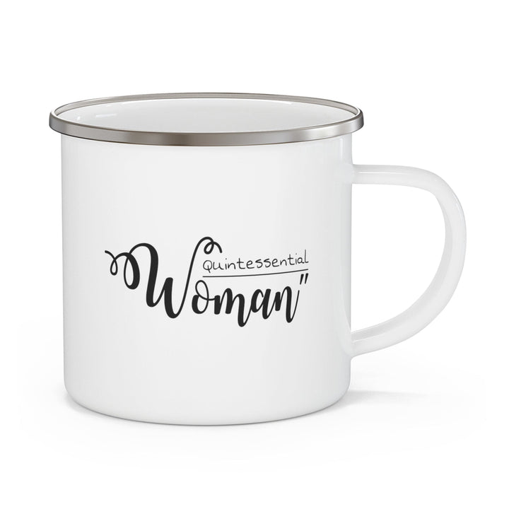 Enamel Camping Mug Quintessential Woman Black Illustration - Decorative