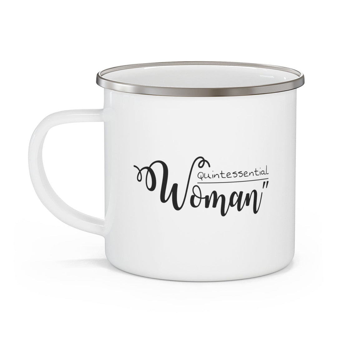 Enamel Camping Mug Quintessential Woman Black Illustration - Decorative