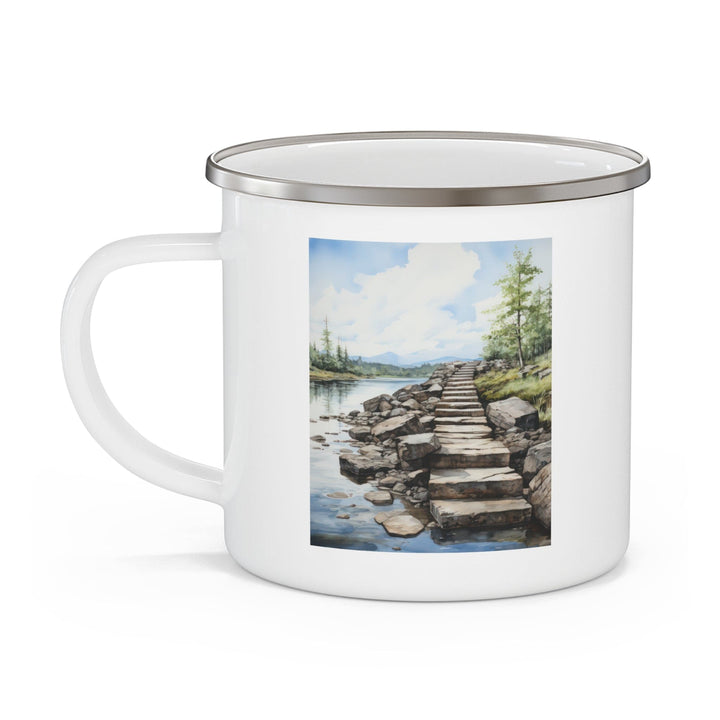 Enamel Camping Mug Rustic Stepping Stones - Decorative | Enamel Mugs