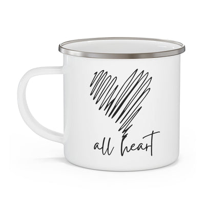 Enamel Camping Mug Say It Soul All Heart Black Line Art Print - Decorative
