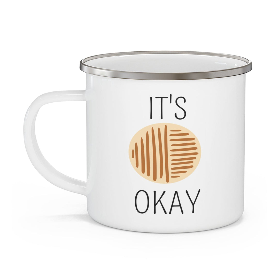 Enamel Camping Mug Say it Soul its Okay Black and Brown Line Art Positive