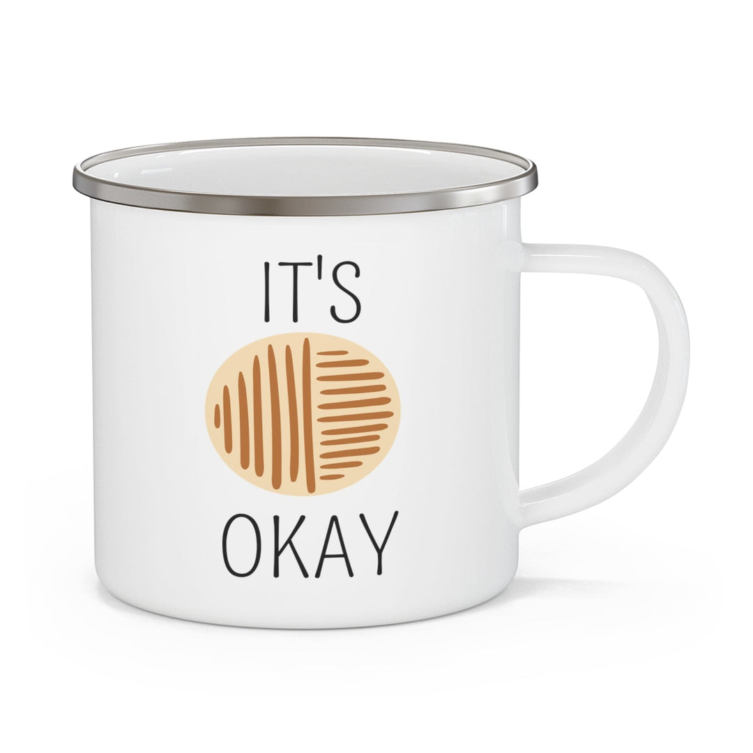 Enamel Camping Mug Say it Soul its Okay Black and Brown Line Art Positive