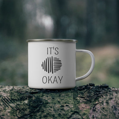 Enamel Camping Mug Say It Soul Its Okay Black Line Art Positive Affirmation