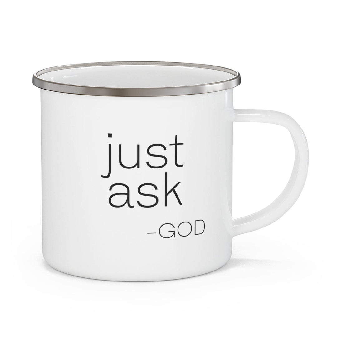 Enamel Camping Mug Say it Soul ??ust Ask-god’ Statement Shirt Christian