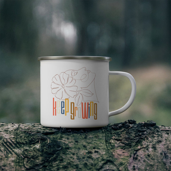 Enamel Camping Mug Say it Soul - Keep Growing in Pastel Colors Spring