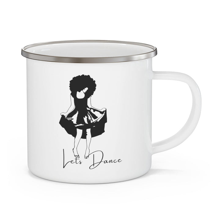 Enamel Camping Mug Say it Soul Lets Dance Black Line Art Print - Decorative