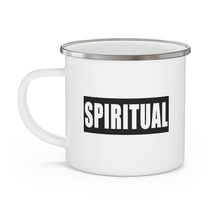 Enamel Camping Mug - Spiritual Black Colorblock Illustration