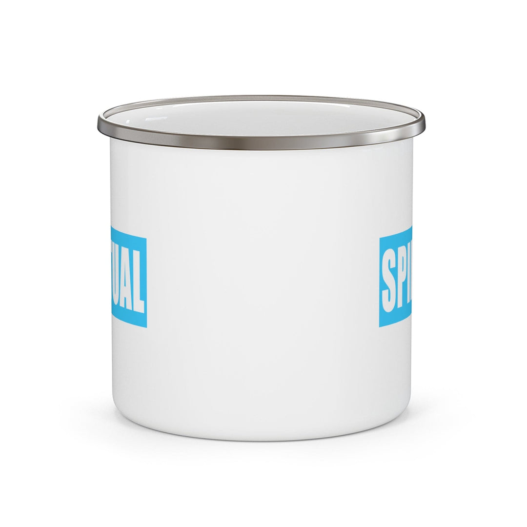 Enamel Camping Mug - Spiritual Light Blue Colorblock Illustration