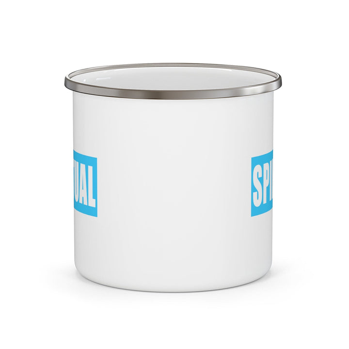 Enamel Camping Mug - Spiritual Light Blue Colorblock Illustration